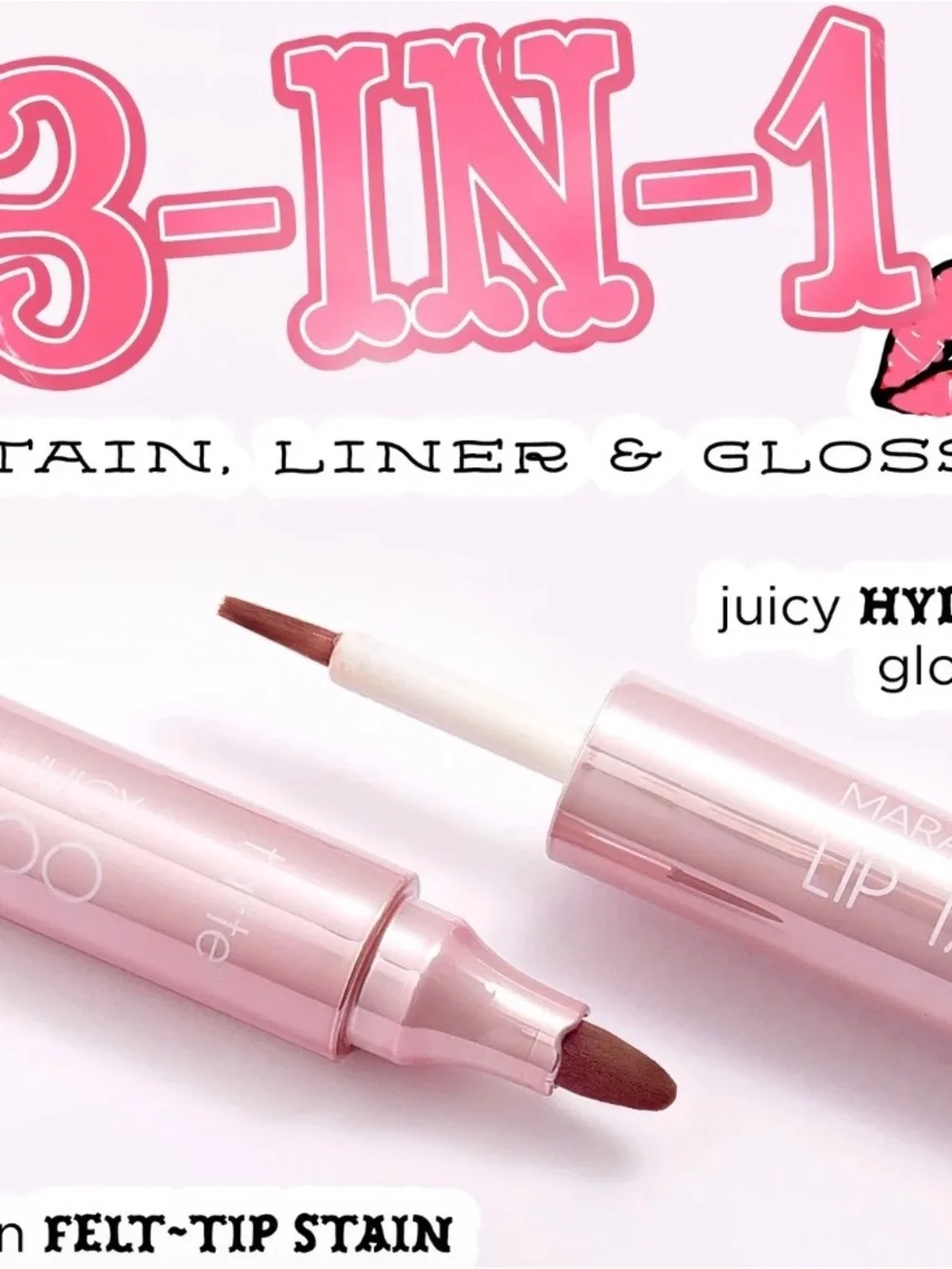 tarte Maracuja Juicy Lip Tattoo Liquid Tint Duo 3-in-1 lip stain, liner & gloss
